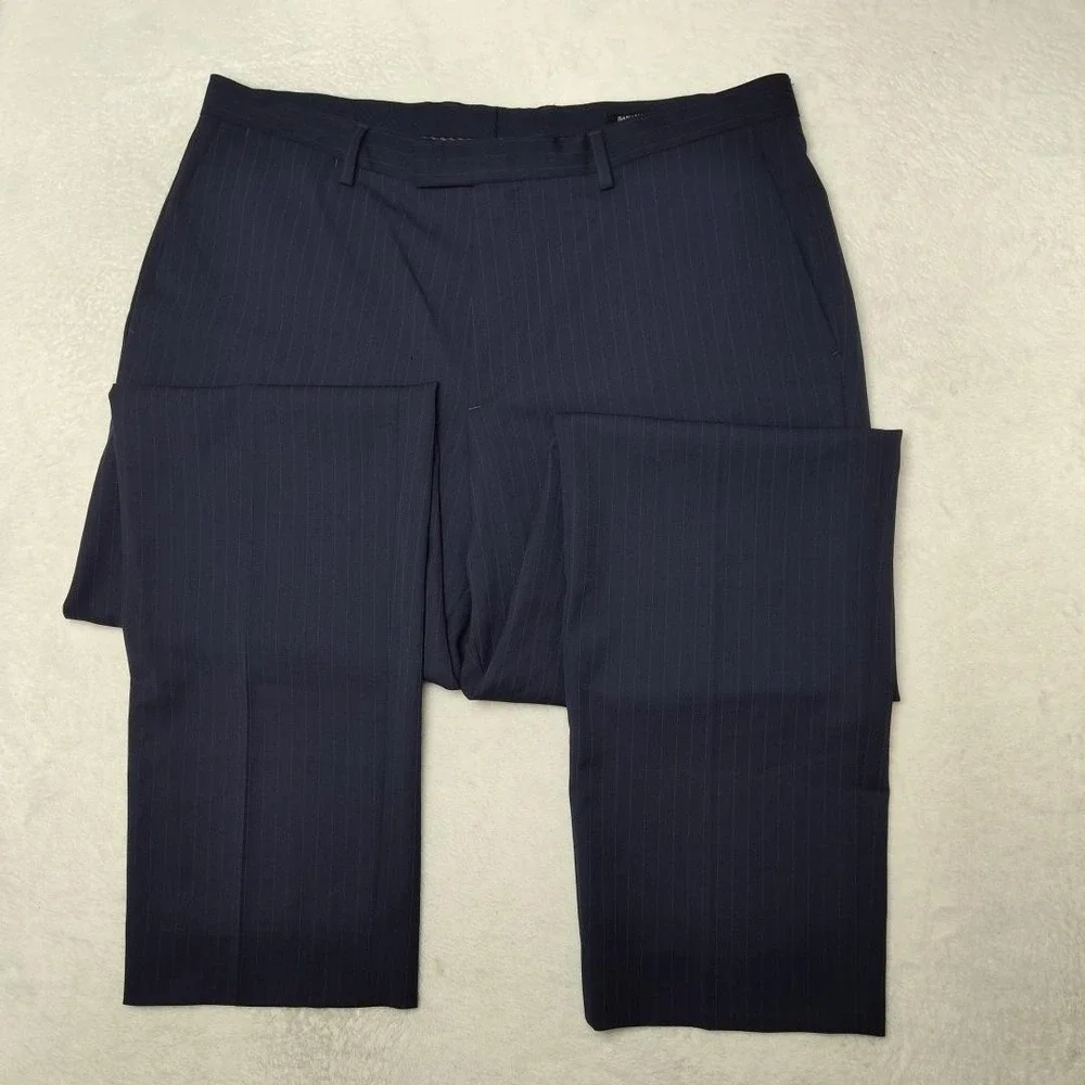 Banana Republic Pants Men 34x32 Blue Striped Marzotto 130s Wool Dress Slack HOLE